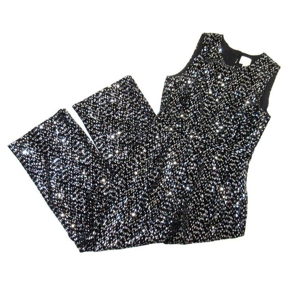 NWT Sezane Vani Jumpsuit in Noir Black Sequin Back Cutout One-Piece 44 / US 12